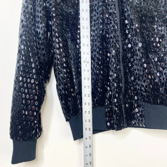 Vintage Monaliza Black Velvet Sequins Embellished Bomber Jacket XL Disco Rock - Picture 8 of 9